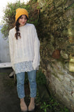 Lace end cable knit jumper