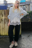 Lace trim asymmetrical jumper (Grey)