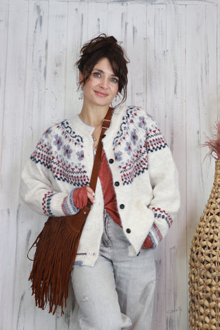 Floral fairisle cardigan