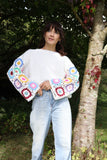 Colourful crochet sleeve jumper