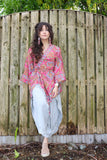 Silk kimono wrap blouse