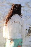 Crochet and embroidered kimono