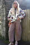Crochet colourful granny square cardigan