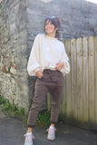 Side zip jeans chocolate brown