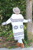 Aztec fringe fluffy cardigan