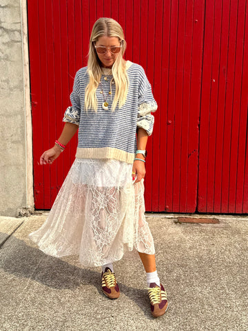 Asymmetrical lace skirt