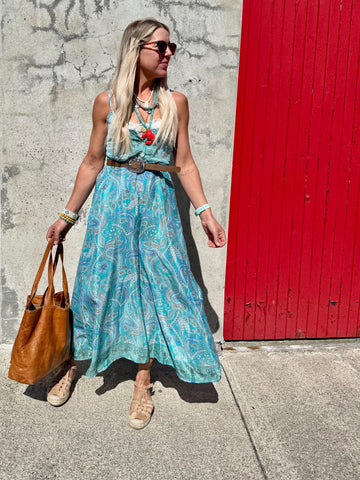 Turquoise floral jumpsuit