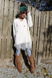 Lace trim soft knit jumper