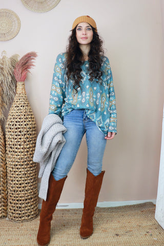 Aztec printed long sleeve tee