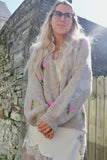 Knit rose detail cardigan