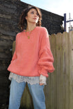 Ruffle sleeve coral jumper
