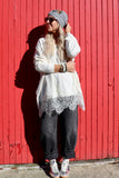Lace trim soft knit jumper