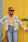 Mint floral crochet cardigan