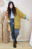 Knit cardigan with pockets(Ochre)