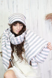 Stripe knit scarf (Pink and grey)