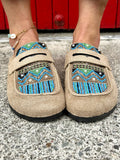 Beaded mules (Taupe)