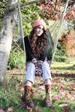 Crochet trim speckle socks (Rust)