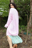 Pink open knit cardigan