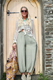 Khaki balloon leg trousers