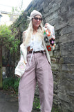 Rose cord barrel leg trousers