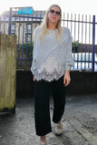 Lace trim asymmetrical jumper (Grey)