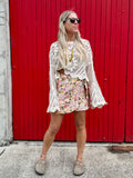 Scalloped floral crochet top