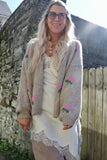 Knit rose detail cardigan