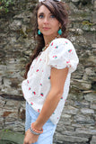 Cherry patterned bardot top