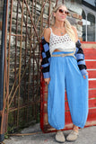 Linen balloon trousers (Royal blue)