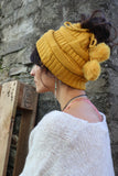 Pony tail beanie (Mustard)
