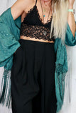 Longline floral lace bralette (Black)