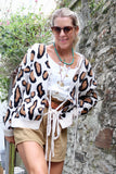 Leopard print tie front cardigan