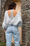 Ruffle sleeve knot detail jumper (Grey)