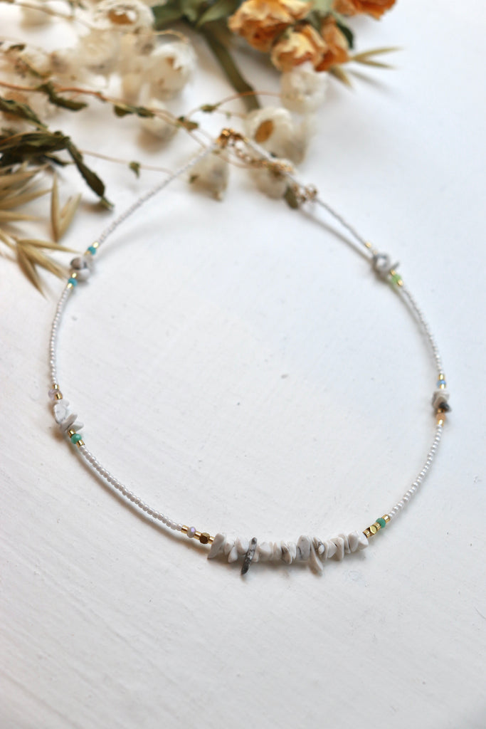 White beaded necklace