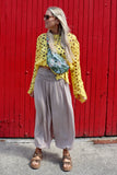Yellow open-knit crochet top