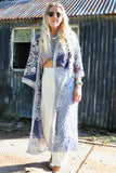 Crochet embroidered kimono