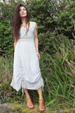 Acid washed embroidered dress