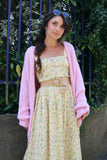 Ruffle sleeve pink cardigan