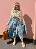 Tiered floral blue trousers