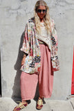 Patchwork silky kimono