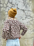 Knit leopard print bomber jacket