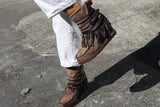 Taupe western wedge boots