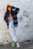 Glitter knit trim stripe cardigan