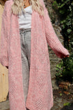 Open knit long cardigan (Soft pink)