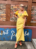 Cut out midi yellow dress