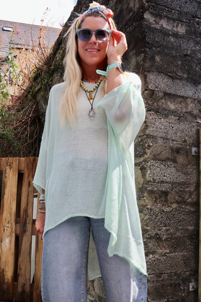 Light knit top (Sea green)