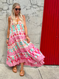 Pink aztec printed dress