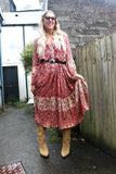 Red paisley midi dress