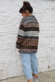 Earth toned geometric knit cardigan