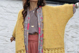 Lace trim mustard cardigan